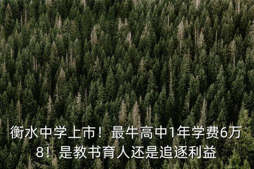 衡水中學上市！最牛高中1年學費6萬8！是教書育人還是追逐利益