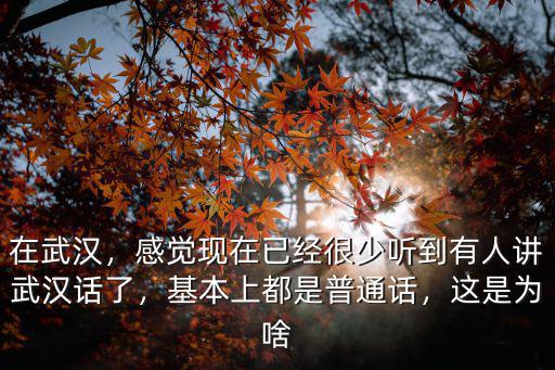 在武漢，感覺現在已經很少聽到有人講武漢話了，基本上都是普通話，這是為啥