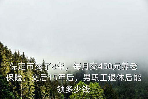 保定市交了8年，每月交450元養老保險，交后15年后，男職工退休后能領多少錢