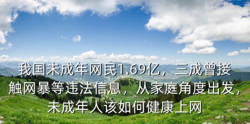 我國未成年網民1.69億，三成曾接觸網暴等違法信息，從家庭角度出發，未成年人該如何健康上網