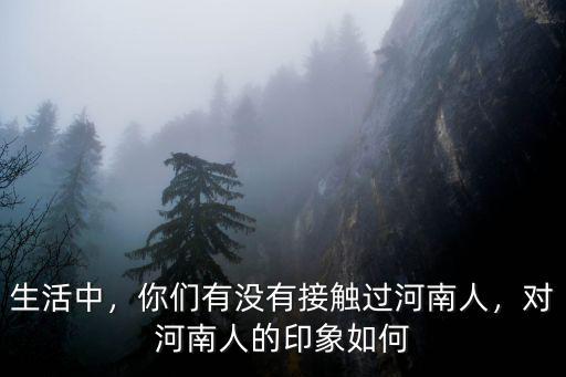 生活中，你們有沒有接觸過河南人，對河南人的印象如何