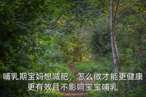 哺乳期寶媽想減肥，怎么做才能更健康更有效且不影響寶寶哺乳