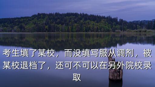 考生填了某校，而沒填寫服從調(diào)劑，被某校退檔了，還可不可以在另外院校錄取