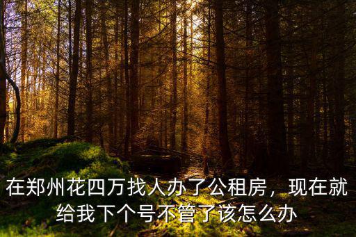 在鄭州花四萬找人辦了公租房，現(xiàn)在就給我下個號不管了該怎么辦