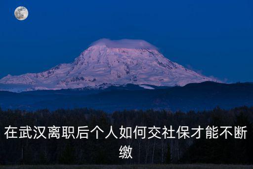 在武漢離職后個人如何交社保才能不斷繳