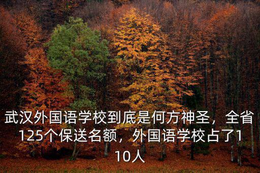 武漢外國語學校到底是何方神圣，全省125個保送名額，外國語學校占了110人