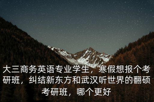 大三商務(wù)英語專業(yè)學(xué)生，寒假想報個考研班，糾結(jié)新東方和武漢聽世界的翻碩考研班，哪個更好
