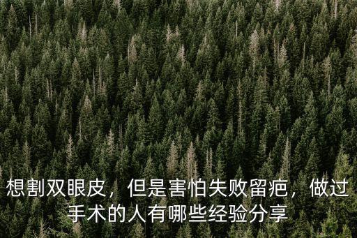 想割雙眼皮，但是害怕失敗留疤，做過手術的人有哪些經驗分享