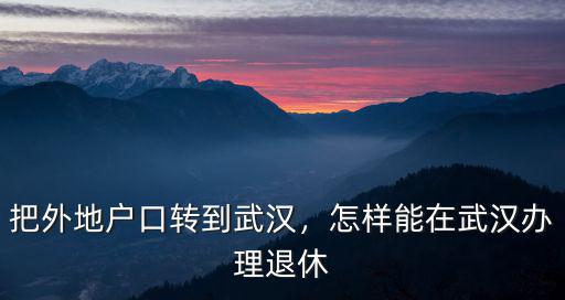 外地退休在武漢社保怎么辦,怎樣能在武漢辦理退休