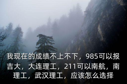 我現在的成績不上不下，985可以報吉大，大連理工，211可以南航，南理工，武漢理工，應該怎么選擇