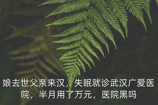 娘去世父親來漢，失眠就診武漢廣愛醫院，半月用了萬元，醫院黑嗎