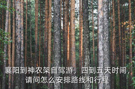 襄陽到神農架自駕游，四到五天時間，請問怎么安排路線和行程