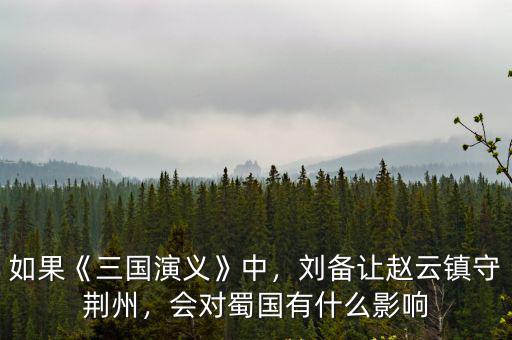 如果《三國演義》中，劉備讓趙云鎮守荊州，會對蜀國有什么影響