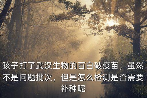 孩子打了武漢生物的百白破疫苗，雖然不是問題批次，但是怎么檢測是否需要補種呢