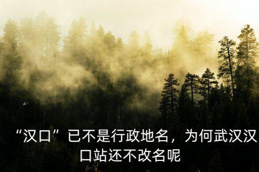 “漢口”已不是行政地名，為何武漢漢口站還不改名呢
