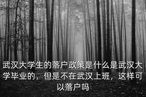武漢大學(xué)生的落戶政策是什么是武漢大學(xué)畢業(yè)的，但是不在武漢上班，這樣可以落戶嗎