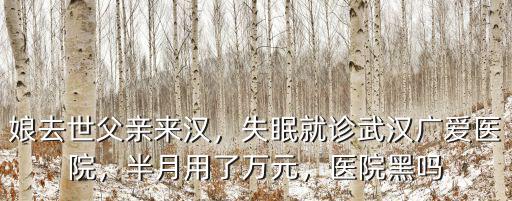 娘去世父親來漢，失眠就診武漢廣愛醫院，半月用了萬元，醫院黑嗎