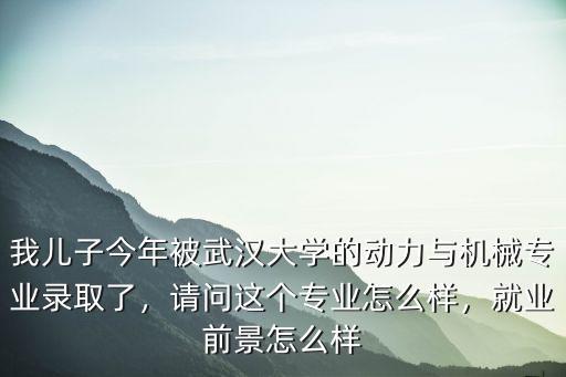 我兒子今年被武漢大學的動力與機械專業錄取了，請問這個專業怎么樣，就業前景怎么樣