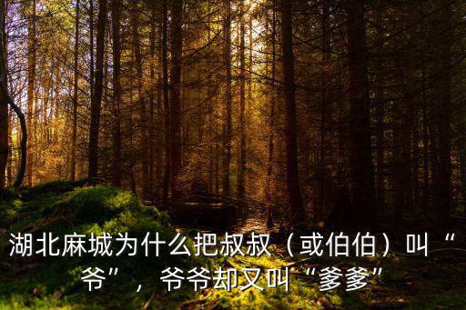 湖北麻城為什么把叔叔（或伯伯）叫“爺”，爺爺卻又叫“爹爹”