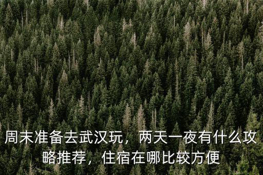 武漢周末旅游怎么玩,周末準(zhǔn)備去武漢玩