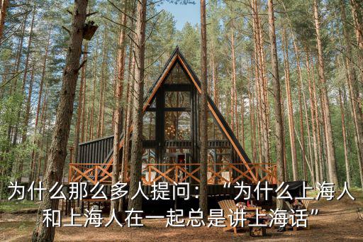 為什么那么多人提問：“為什么上海人和上海人在一起總是講上海話”