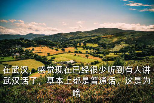 在武漢，感覺現在已經很少聽到有人講武漢話了，基本上都是普通話，這是為啥