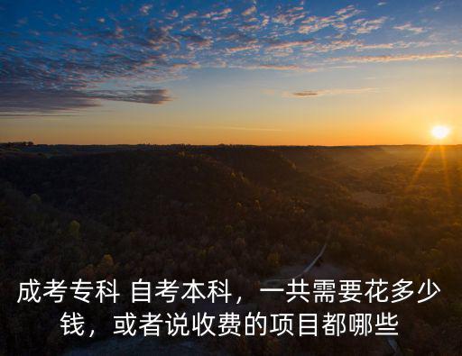 成考專科 自考本科，一共需要花多少錢，或者說收費的項目都哪些