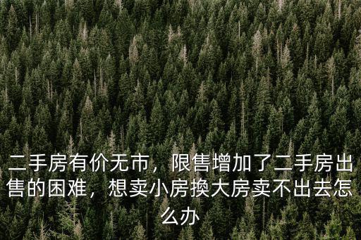 二手房有價無市，限售增加了二手房出售的困難，想賣小房換大房賣不出去怎么辦