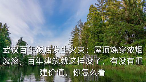 武漢百年飯店發生火災：屋頂燒穿濃煙滾滾，百年建筑就這樣沒了，有沒有重建價值，你怎么看