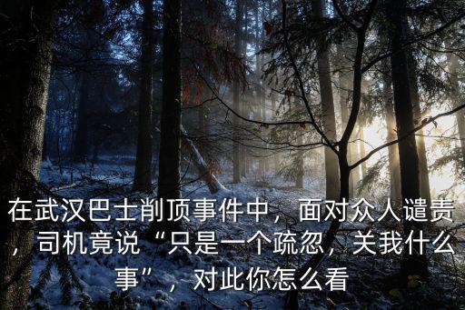 在武漢巴士削頂事件中，面對眾人譴責，司機竟說“只是一個疏忽，關我什么事”，對此你怎么看
