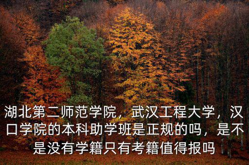 湖北第二師范學院，武漢工程大學，漢口學院的本科助學班是正規的嗎，是不是沒有學籍只有考籍值得報嗎