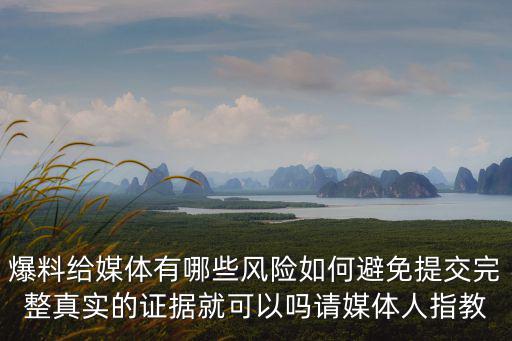 爆料給媒體有哪些風險如何避免提交完整真實的證據就可以嗎請媒體人指教