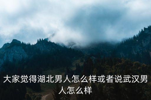 大家覺得湖北男人怎么樣或者說武漢男人怎么樣