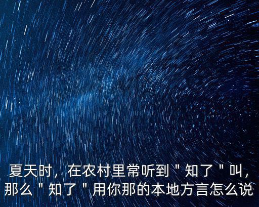 夏天時，在農(nóng)村里常聽到＂知了＂叫，那么＂知了＂用你那的本地方言怎么說