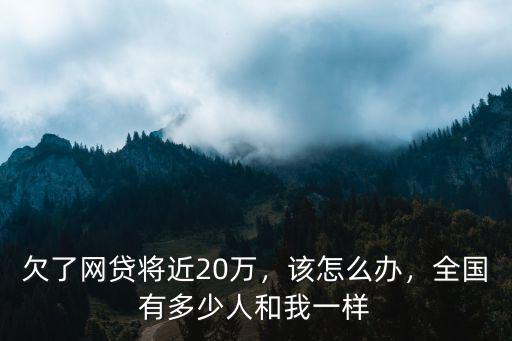 欠了網貸將近20萬，該怎么辦，全國有多少人和我一樣