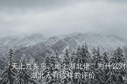 天上有九頭鳥地上有湖北佬怎么來的,俗語天上九頭鳥
