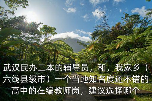 武漢民辦二本的輔導員，和，我家鄉（六線縣級市）一個當地知名度還不錯的高中的在編教師崗，建議選擇哪個