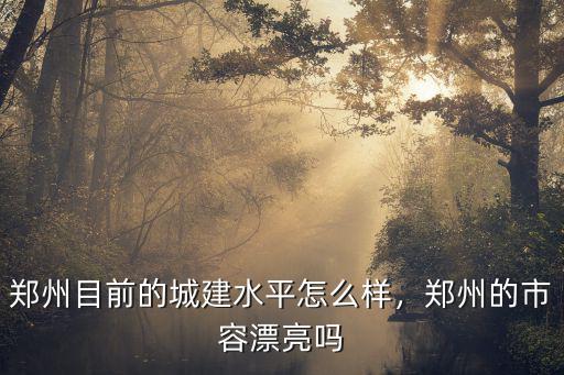 鄭州目前的城建水平怎么樣，鄭州的市容漂亮嗎