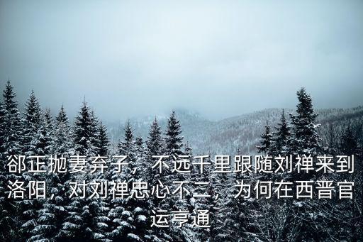 劉禪遷到洛陽哪里,不遠千里跟隨劉禪來到洛陽