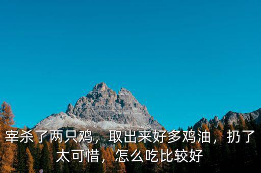 宰殺了兩只雞，取出來好多雞油，扔了太可惜，怎么吃比較好