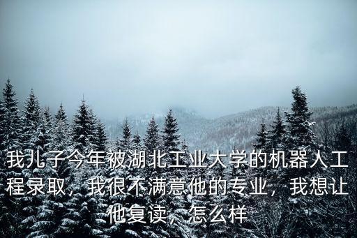 我兒子今年被湖北工業大學的機器人工程錄取，我很不滿意他的專業，我想讓他復讀，怎么樣