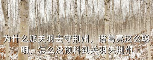 荊州怎么失的,怎么沒預料到關羽失荊州