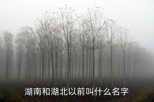 湖南和湖北以前叫什么名字