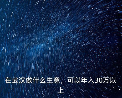 在武漢做什么生意，可以年入30萬以上