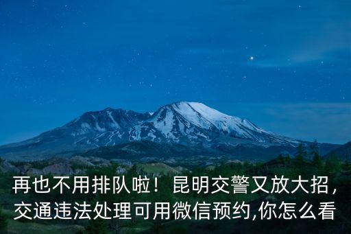 再也不用排隊啦！昆明交警又放大招，交通違法處理可用微信預約,你怎么看