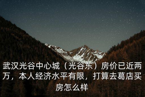 武漢光谷中心城（光谷東）房價已近兩萬，本人經濟水平有限，打算去葛店買房怎么樣