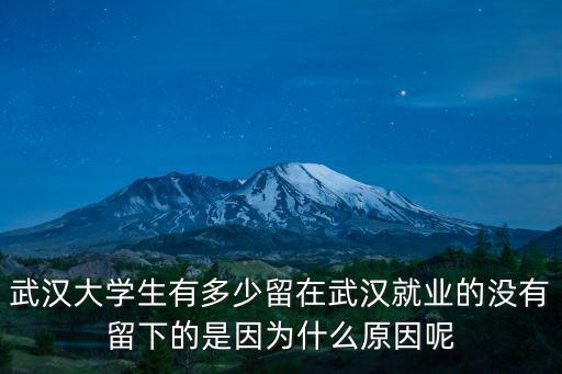 武漢大學生有多少留在武漢就業的沒有留下的是因為什么原因呢