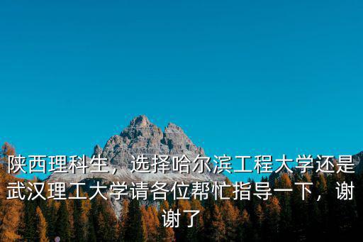 陜西理科生，選擇哈爾濱工程大學(xué)還是武漢理工大學(xué)請各位幫忙指導(dǎo)一下，謝謝了