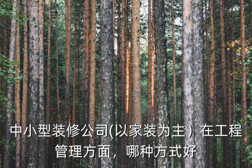中小型裝修公司(以家裝為主）在工程管理方面，哪種方式好