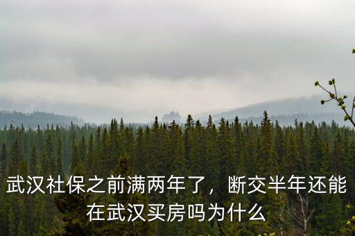 武漢社保之前滿兩年了，斷交半年還能在武漢買房嗎為什么